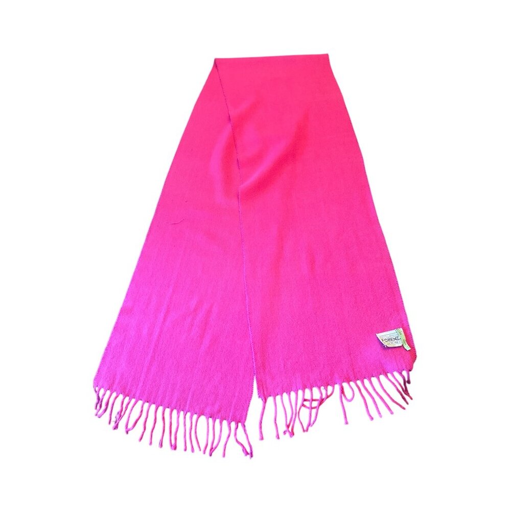 Forenza Italian 100% Lambswool Vintage 80s Pink Scarf With‎ Fringe Detail